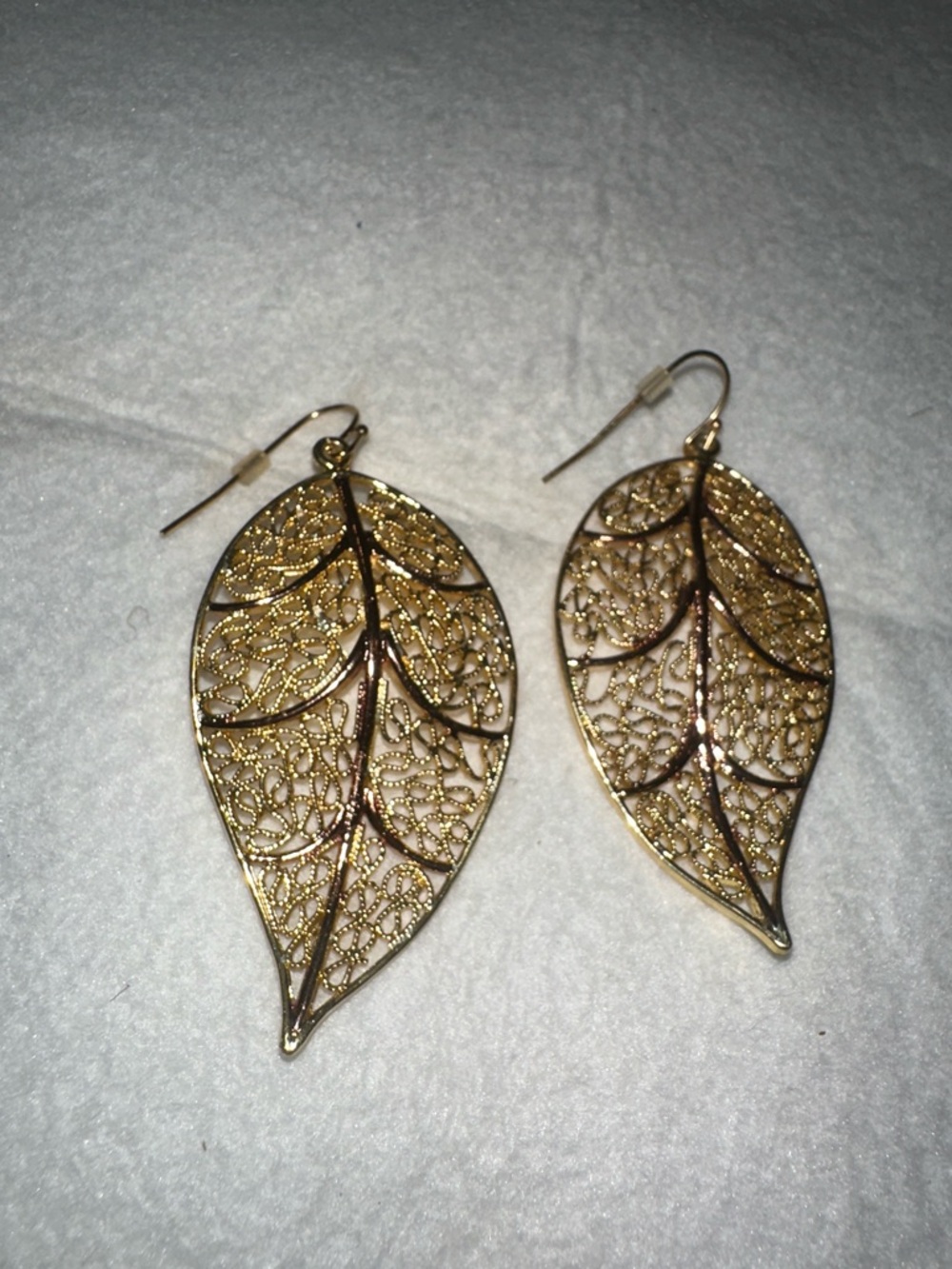 Gold Plated Leaf Filigree Drop Earrings - Elegant Women's Jewelry